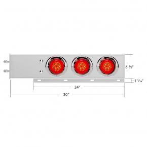 Spring Loaded Bar with 16 Red LED Turbine Lights - 2-1/2 Inch Bolt Pattern - Red Lens - Stainless Steel
