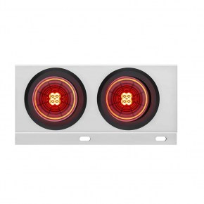Spring Loaded Bar with 6 Red LED Abyss Lights and Grommets - 2 Inch Bolt Pattern - Red Lens - Stainless Steel