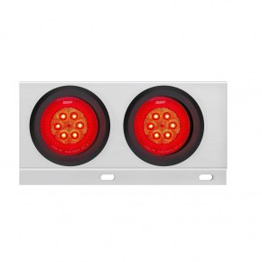 Spring Loaded Bar with 6 Red LED Turbine Lights and Grommets - 2 Inch Bolt Pattern - Red Lens - Stainless Steel