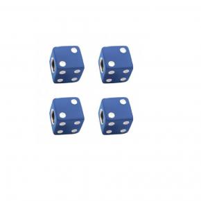 Blue Dice Valve Caps with White Dots - Set of 4