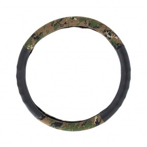 18 Inch Cloth and Suede Camouflage Steering Wheel Cover - Digital Woodland Style