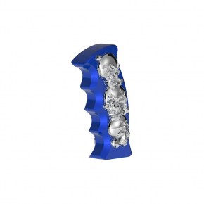 3D Skulls Pistol Grip Gearshift Knob in Indigo Blue with Chrome Skulls