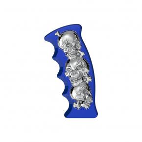 3D Skulls Pistol Grip Gearshift Knob in Indigo Blue - Thread-On