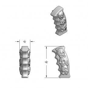 3D Skulls Pistol Grip Gearshift Knob - Thread-On