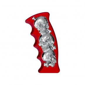 3D Skulls Pistol Grip Gearshift Knob in Candy Red - Thread-On
