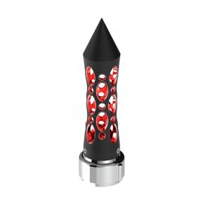 Black Vertical Daytona Style Spike Gearshift Knob with 9/10 Thread-On Speed Adapter - Red LED
