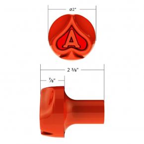 Ace Of Spades Air Valve Knob with Gloss Red Inlay in Cadmium Orange