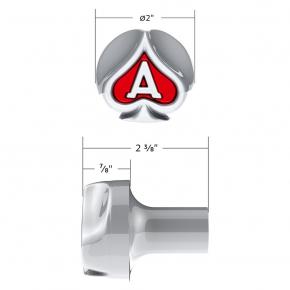 Ace Of Spades Air Valve Knob with Gloss Red Inlay in Liquid Silver