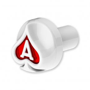 Ace Of Spades Air Valve Knob with Gloss Red Inlay in Pearl White