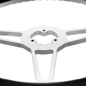 18 Inch Chrome Aluminum 3-Spoke Style Steering Wheel with Black Leather Rim