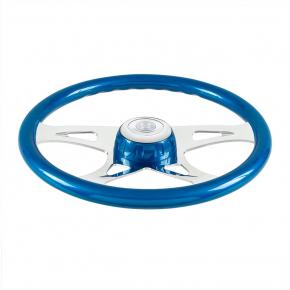 18 Inch Spoke Steering Wheel with Matching Horn Bezel in Electric Blue