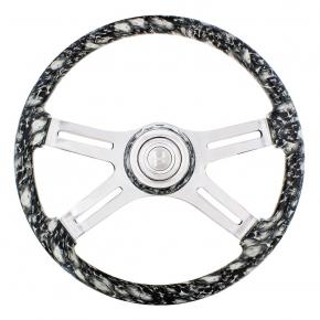 18 Inch Spoke Skull Steering Wheel with Matching Horn Bezel in White
