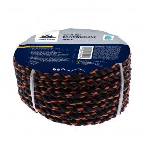 3-Strand Twisted Black & Orange Polypropylene Rope