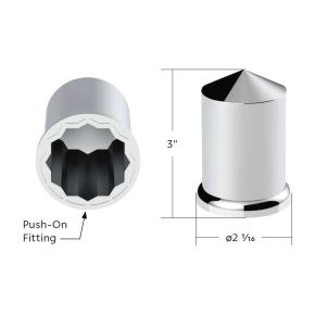 1-1/2 Inch x 3 Inch Chrome Plastic Pointed Nut Cover - Push-On