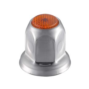 33 mm x 2 Inch Chrome Steel Reflector Nut Cover with Flange with Amber Reflector