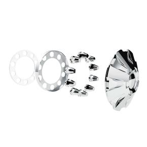 Rubicon Front Axle Cover Kit with 33mm Thread-On Lug Nut Covers in Chrome