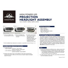 10 LED Projection Headlight Assembly with Mounting Arm and Turn Signal Side Pod in Chrome for Driver Side