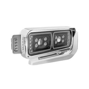 10 LED Projection Headlight Assembly with Mounting Arm and Turn Signal Side Pod in Black for Passenger Side