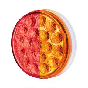 19 Red and Amber LED 4 Inch Round Double Fury Stop and Turn Light with Clear Lens