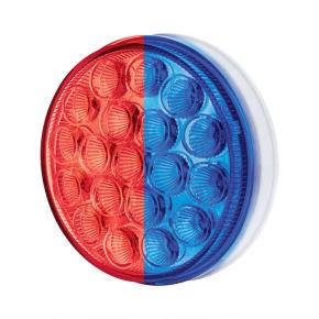 19 Red and Blue LED 4 Inch Round Double Fury Stop and Turn Light with Clear Lens