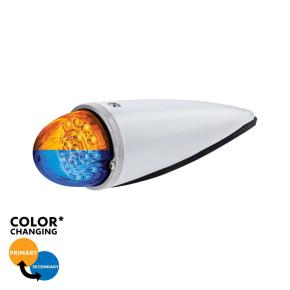 17 Amber and Blue LED Watermelon Double Fury Torpedo Cab Light with Clear Lens