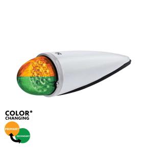17 Amber and Green LED Watermelon Double Fury Torpedo Cab Light with Clear Lens
