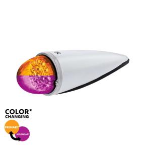 17 Amber and Purple LED Watermelon Double Fury Torpedo Cab Light with Clear Lens