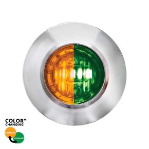 2 Amber and Green LED 3/4 Inch Round Double Fury Dual Color Mini Clearance Marker Light