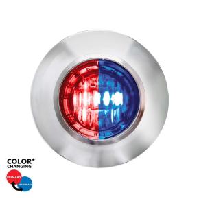 2 Red and Blue LED 3/4 Inch Round Double Fury Dual Color Mini Clearance Marker Light