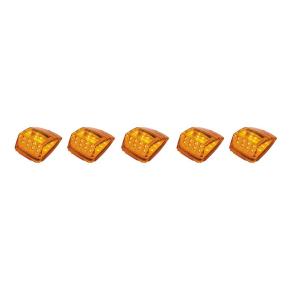 17 Amber LED Reflector Square Cab Light with Amber Lens for Kenworth T800 and W900 in Pack of 5