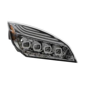 Quad-LED Headlight with LED DRL and Sequential Turn Signal for 2018-2023 Freightliner Cascadia in Chrome for Passenger Side
