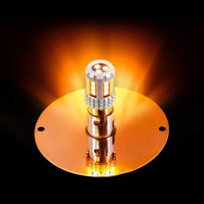Dual Glass Watermelon Flush Mount Kit with 18 Amber LED Bulb and Clear Lens