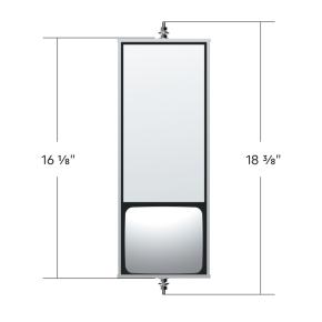 6 Inch x 16 Inch Stainless West Coast Mirror with Convex Lower Mirror - Non Heated