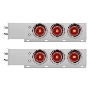 2 1/2 Inch Bolt Pattern Spring Loaded Rear Light Bar with 13 Red LEDs Abyss Light and Red Lens with Visor in Chrome
