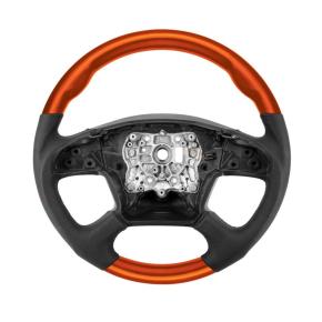 18 Inch YourGrip Leather/Wood Steering Wheel for 2018-2026 Freightliner Cascadia in Cadmium Orange