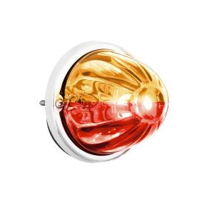 360-Degree Double Fury Amber and Red LED Bulb Glass Watermelon Flush Mount Kit