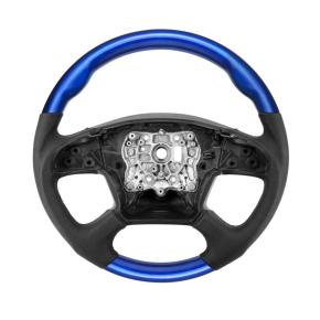 18 Inch YourGrip Leather/Wood Steering Wheel for 2018-2026 Freightliner Cascadia in Indigo Blue