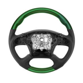18 Inch YourGrip Leather/Wood Steering Wheel for 2018-2026 Freightliner Cascadia in Emerald Green