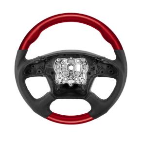 18 Inch YourGrip Leather/Wood Steering Wheel for 2018-2026 Freightliner Cascadia in Candy Red