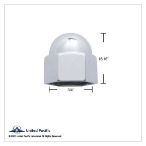 1/2 Inch x 11/16 Inch Chrome Die-Cast Acorn Nut Covers in Pack of 50