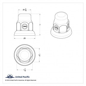 33mm x 2 Inch Chrome Steel Tall Nut Cover with Flange