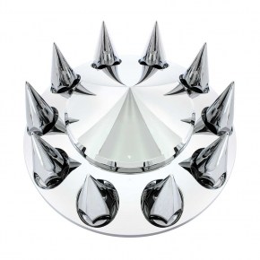 Chrome Pointed Front Axle Cover with 33mm Spike Thread-On Nut Cover
