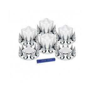 Chrome Pointed Axle Cover Combo Kit w/ 33 mm Spike Nut Cover & Nut Cover Tool