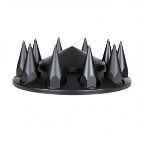 Matte Black Pointed Front Axle Cover with 33mm Spike Thread-on Lug Nut Covers