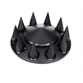 Matte Black Pointed Front Axle Cover with 33mm Spike Thread-on Lug Nut Covers