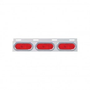 Stainless Top Mud Flap Plate w/ 3 Oval Lights & Visor - Red Lens