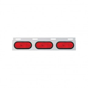 Stainless Top Mud Flap Plate w/ 3 Oval Lights & Grommet - Red Lens