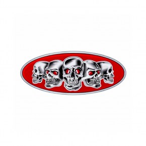 Chrome Die Cast Skull Emblem - Red