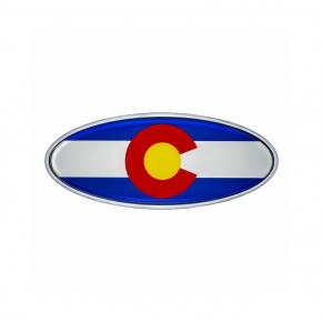 Chrome Plated Oval Die Cast Colorado Flag Emblem