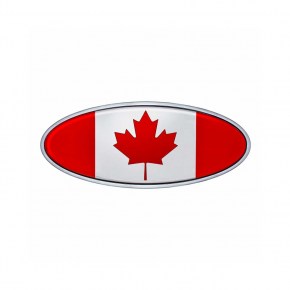 Chrome Plated Oval Die Cast Canada Flag Emblem